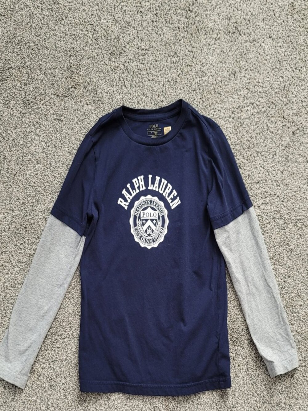 Polo Ralph Lauren Classic Boys Blue & Gray long sleeve  T-shirt Size 6